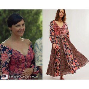 Free People Long Sleeve Open Back Maxi Dress A New Way Floral Embroidered Boho
